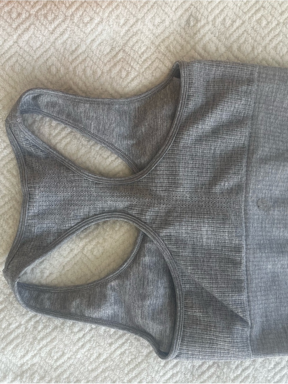 Gray Ribbed Racerback Sports Bra Top - Picture 2 of 2